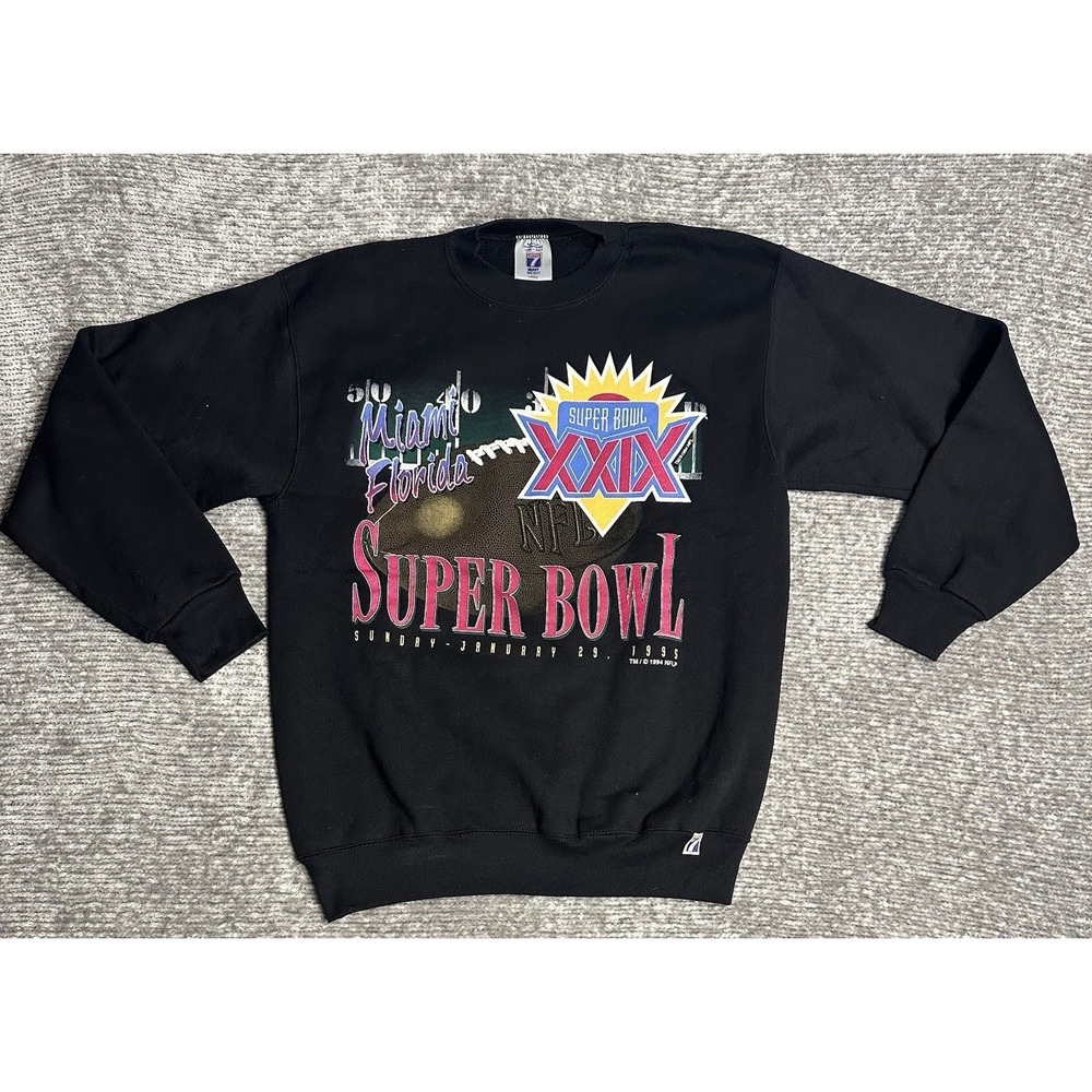 Vintage 1995 Super Bowl XXIX Crewneck Sweatshirt Logo 7 USA Miami NFL Large